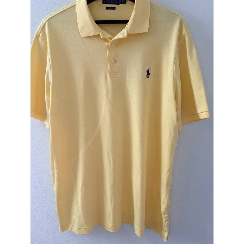 Polo Ralph Lauren Classic Fit Polo Shirt Men's Large Yellow Short Sleeve